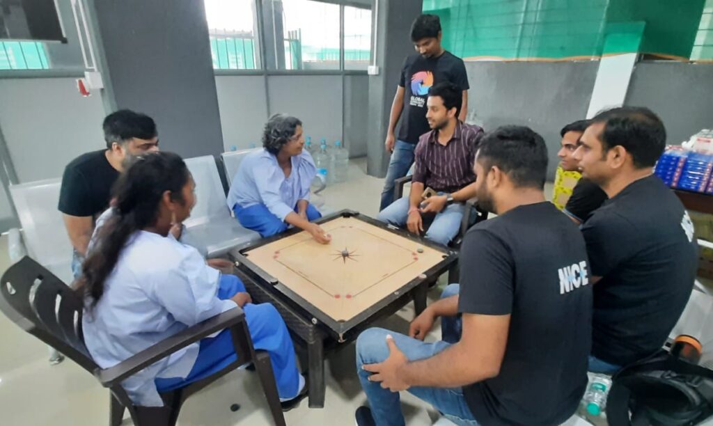 Playing Carrom Board at Majha Ghar Foundation